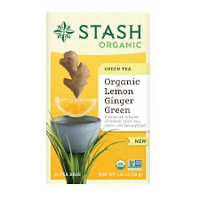 LEMON GINGER GREEN ORGANIC STASH TEA 6/16'S