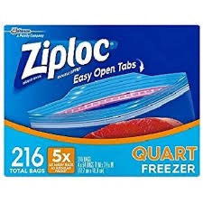 ZIPLOCK FREEZER QUART BAGS 4/54'S