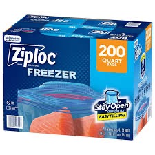 ZIPLOCK FREEZER QUART BAGS 4/50'S